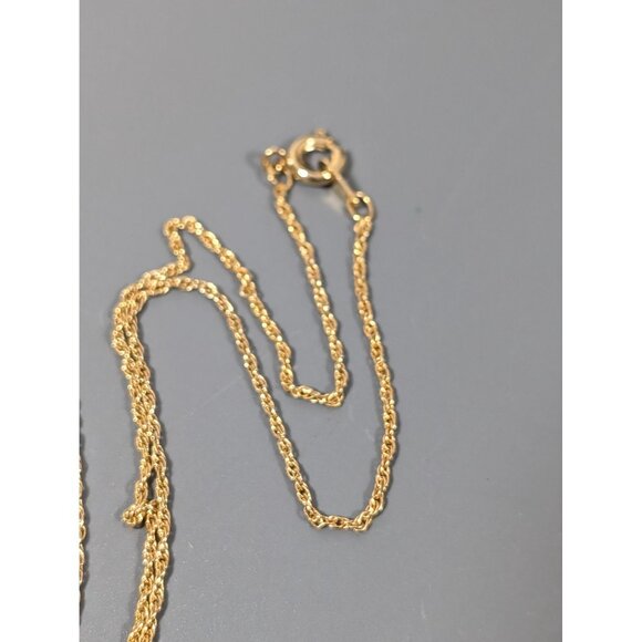 Vintage Avon Faux Tigers Eye Cabochon Pendant Necklace Gold Tone 18" - Picture 6 of 10